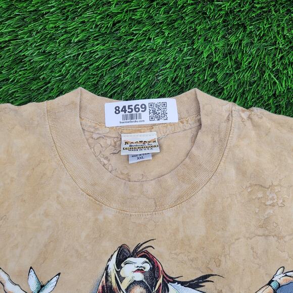 Vintage 90s Native-American Spiritual Shirt 2XL 25x30 Brown - Picture 8 of 14